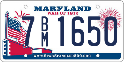 MD license plate 7BM1650