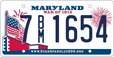 MD license plate 7BM1654