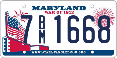 MD license plate 7BM1668