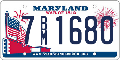 MD license plate 7BM1680