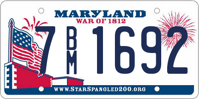 MD license plate 7BM1692