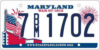 MD license plate 7BM1702