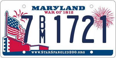 MD license plate 7BM1721