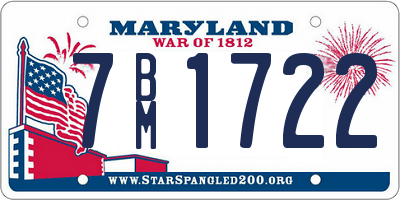 MD license plate 7BM1722