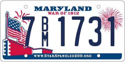 MD license plate 7BM1731