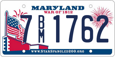 MD license plate 7BM1762