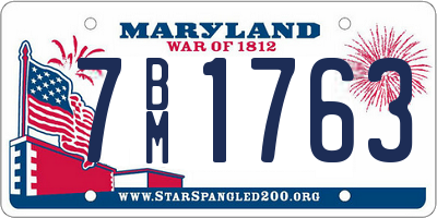 MD license plate 7BM1763