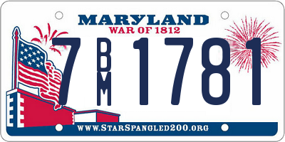 MD license plate 7BM1781