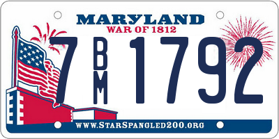 MD license plate 7BM1792