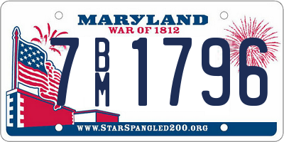 MD license plate 7BM1796