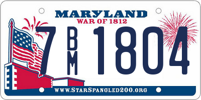 MD license plate 7BM1804