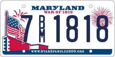 MD license plate 7BM1818