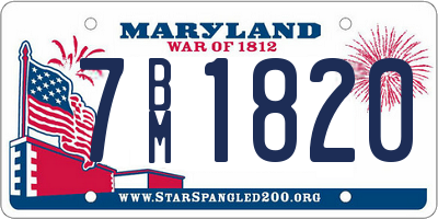 MD license plate 7BM1820