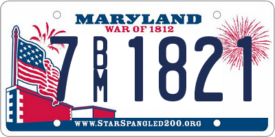 MD license plate 7BM1821