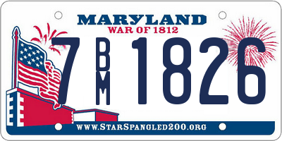 MD license plate 7BM1826