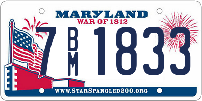 MD license plate 7BM1833