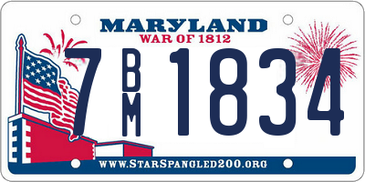 MD license plate 7BM1834