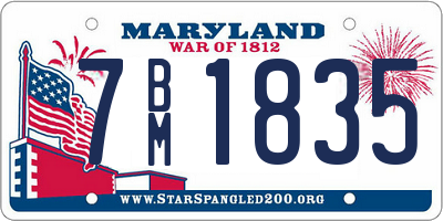 MD license plate 7BM1835