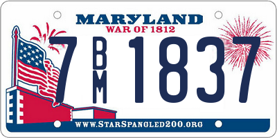 MD license plate 7BM1837