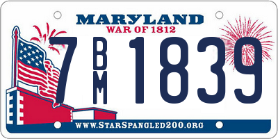 MD license plate 7BM1839