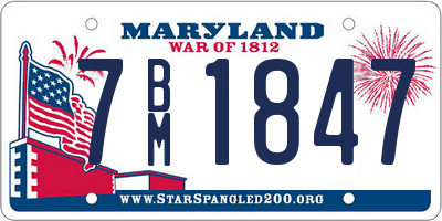 MD license plate 7BM1847