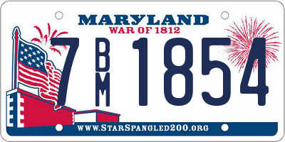 MD license plate 7BM1854