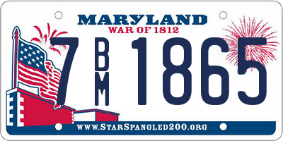 MD license plate 7BM1865