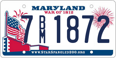 MD license plate 7BM1872