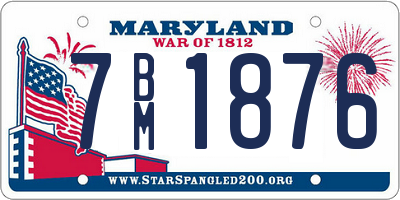 MD license plate 7BM1876