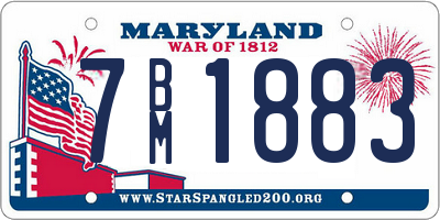 MD license plate 7BM1883