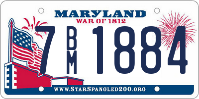 MD license plate 7BM1884