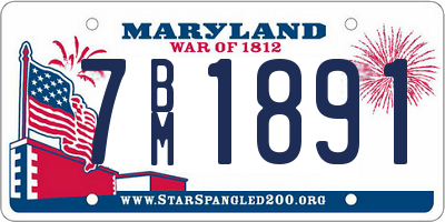 MD license plate 7BM1891