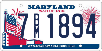 MD license plate 7BM1894