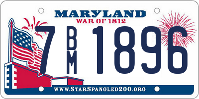 MD license plate 7BM1896