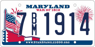 MD license plate 7BM1914