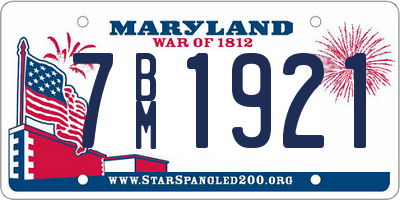MD license plate 7BM1921