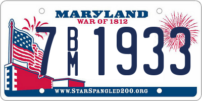 MD license plate 7BM1933