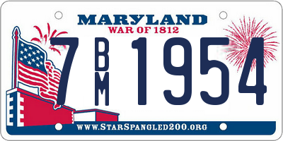 MD license plate 7BM1954