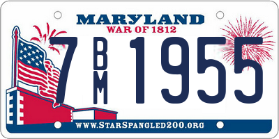 MD license plate 7BM1955