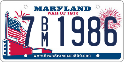 MD license plate 7BM1986