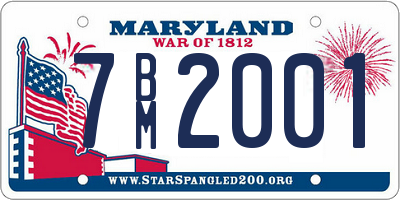 MD license plate 7BM2001