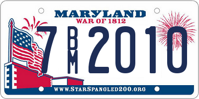 MD license plate 7BM2010