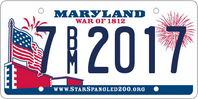 MD license plate 7BM2017