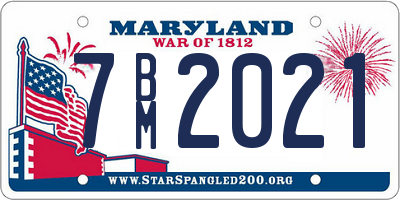 MD license plate 7BM2021