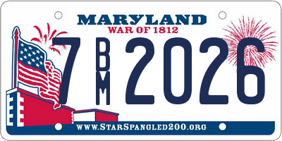 MD license plate 7BM2026