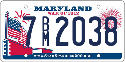 MD license plate 7BM2038
