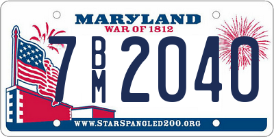 MD license plate 7BM2040