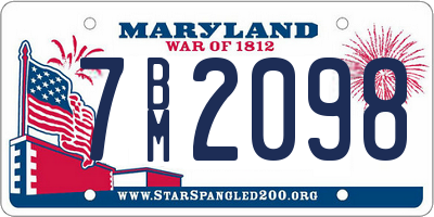 MD license plate 7BM2098