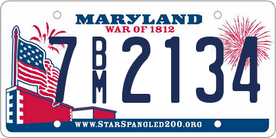 MD license plate 7BM2134