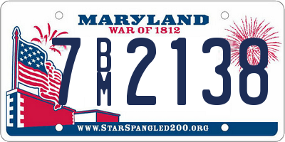 MD license plate 7BM2138